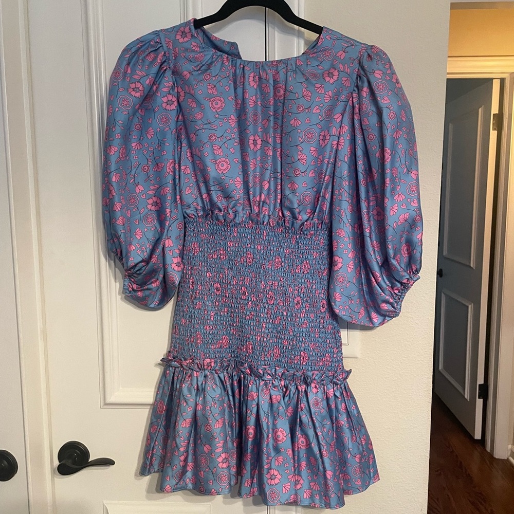 Cynthia Rowley Smocked Silk Mini Dress
